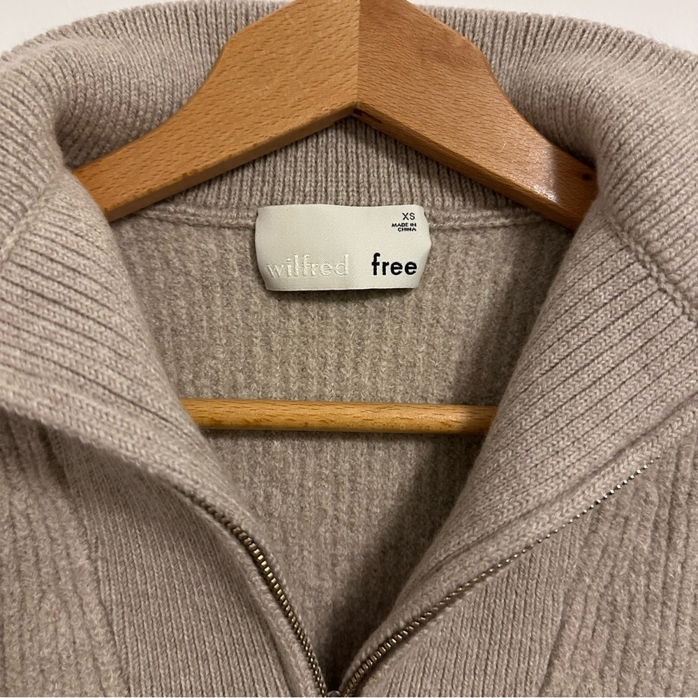 Wilfred Free Taupe Zip-Up Sweater - Picture 2 of 4